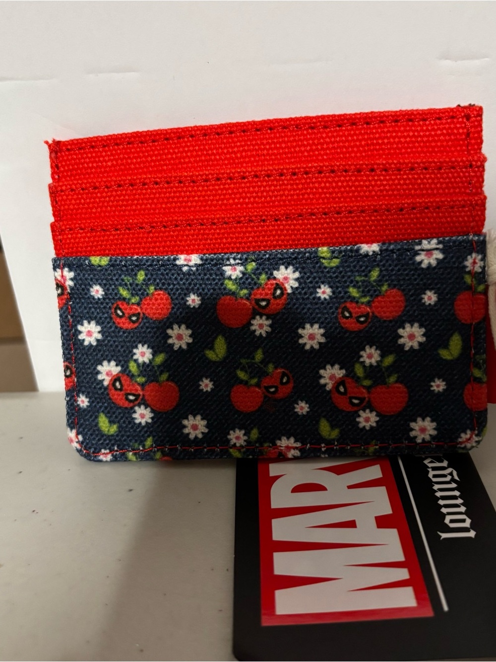 Marvel Red and Navy Cherry Card Wallet Loungfly - Picture 2 of 4